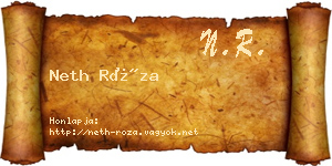 Neth Róza névjegykártya